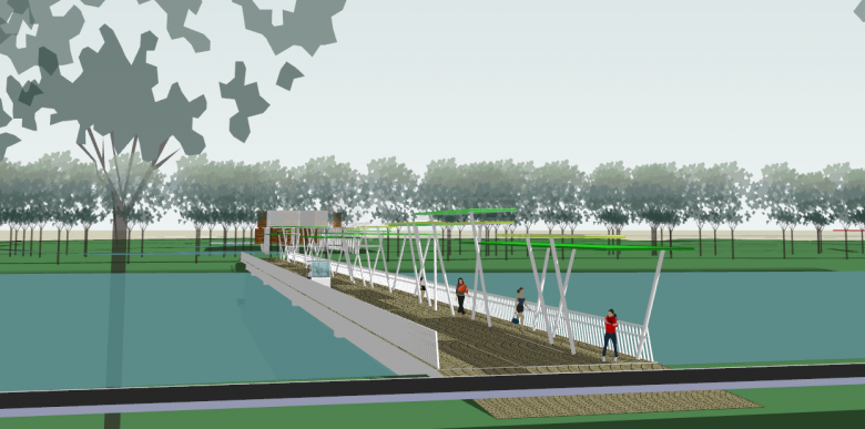 现代湿地彩桥海绵城市项目su模型-图二