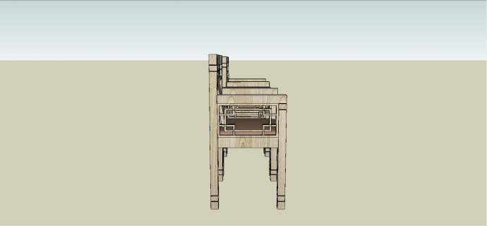 中式木制双人茶话椅su模型_图1