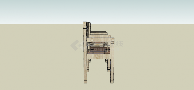 中式木制双人茶话椅su模型-图一