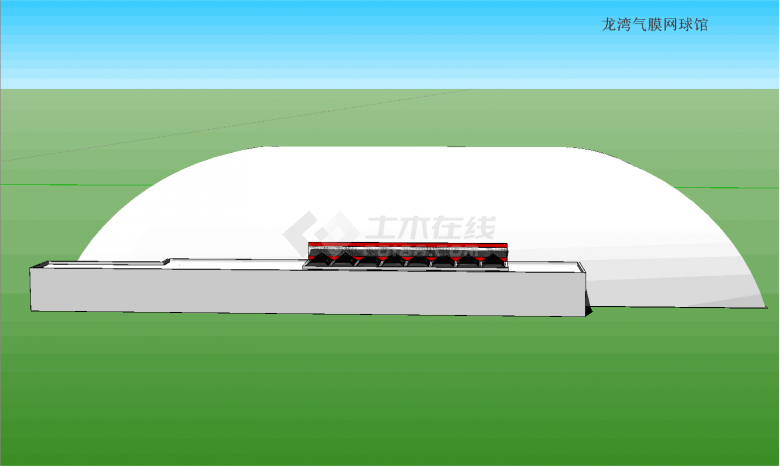 龙湾白色气膜网球馆su模型-图二
