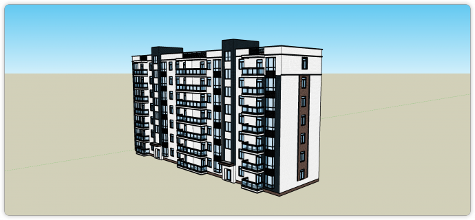 现代砖结构多层住宅su模型_图1