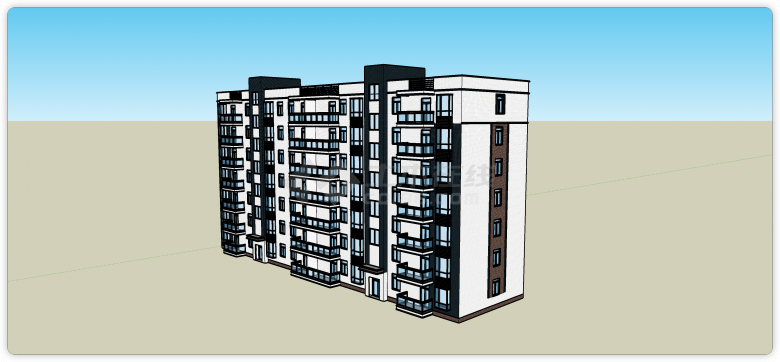 现代砖结构多层住宅su模型-图一