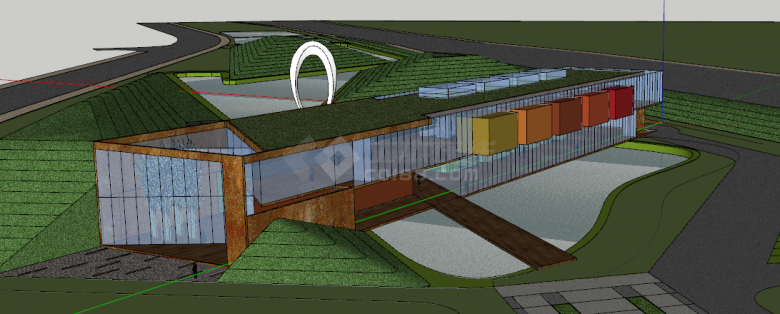 Turen展示中心（方案2）海绵城市项目SU模型-图一