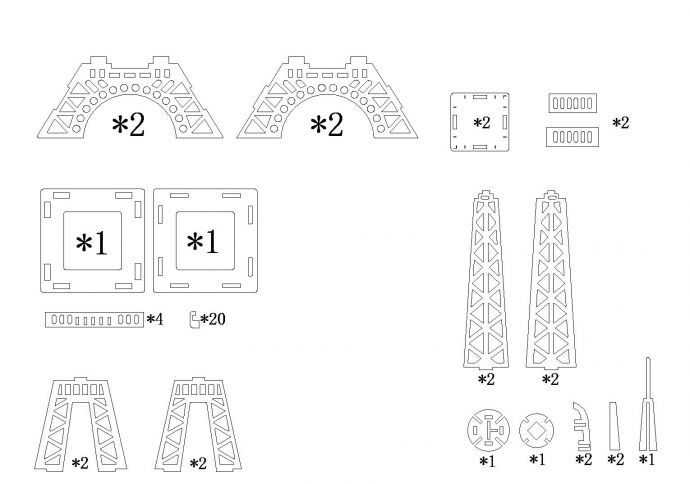3D拼装铁塔设计平面图_图1
