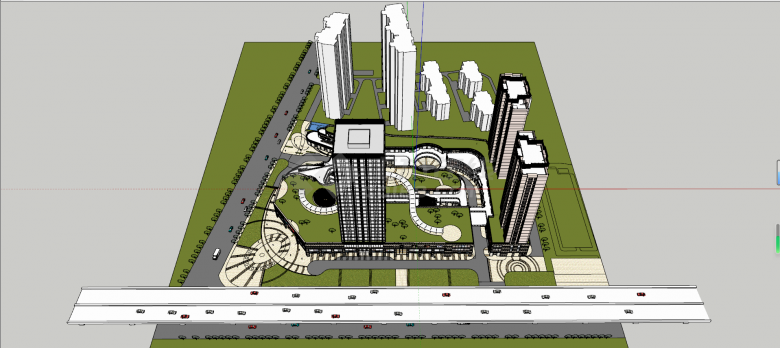 现代风格城市设计规划su模型-图一