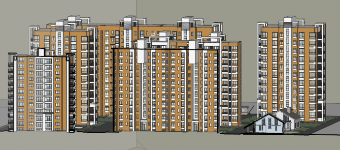 中高层住宅小区建筑su模型_图1