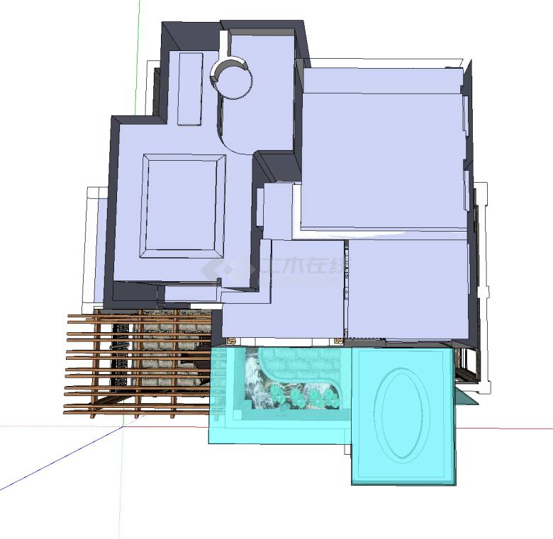 家具齐全带旋转楼梯和水晶灯的欧式别墅su模型-图二
