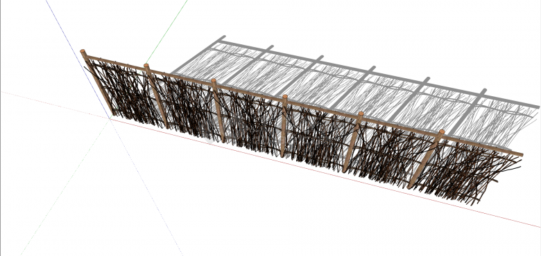 带荆棘木质栏杆建筑su模型-图二
