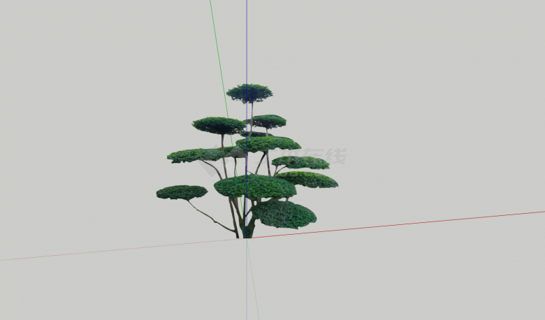 小型树干细景观树su模型-图一