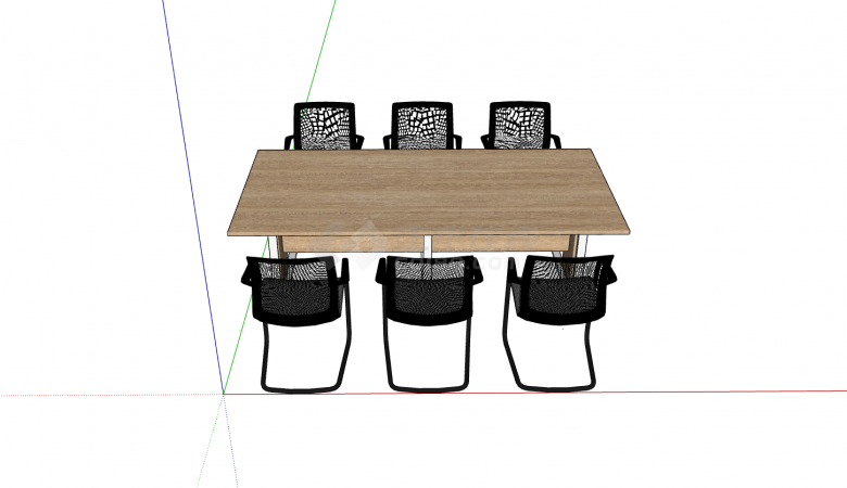 现代木制长方形会议桌su模型-图一
