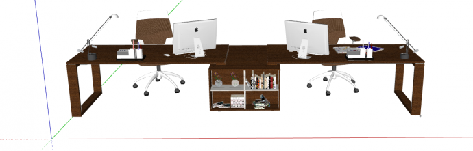 木制简装办公桌会议桌su模型_图1