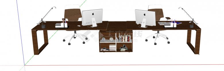 木制简装办公桌会议桌su模型-图一