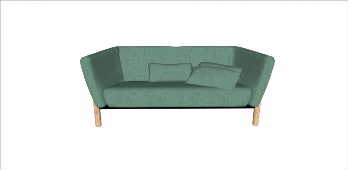 美式绿色带抱枕沙发 su模型_图1