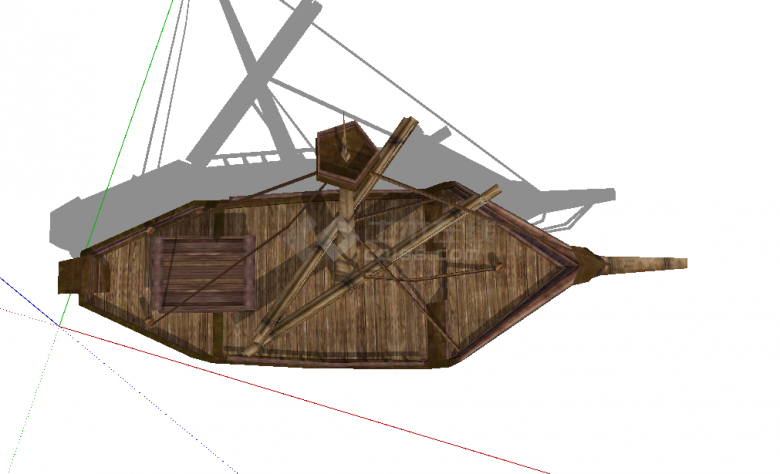 带船舱带帆布的木船su模型-图二