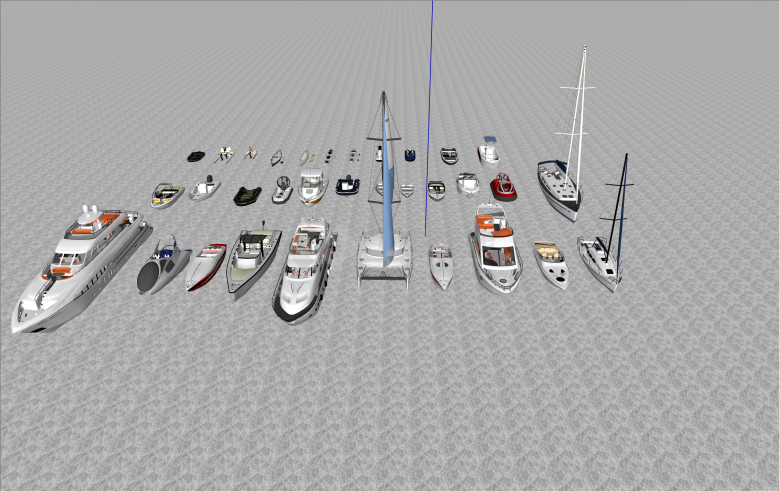 多种各色各样现代游艇 游艇轮船帆船橡皮艇su模型-图二