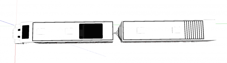 两节车厢的白色房车su模型-图二