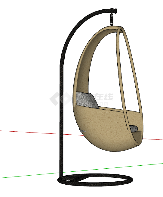 现代米黄色立式舒适吊椅su模型-图二