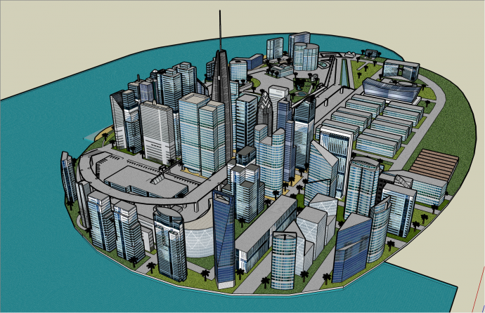 大规模创新现代风格城市规划su模型_图1