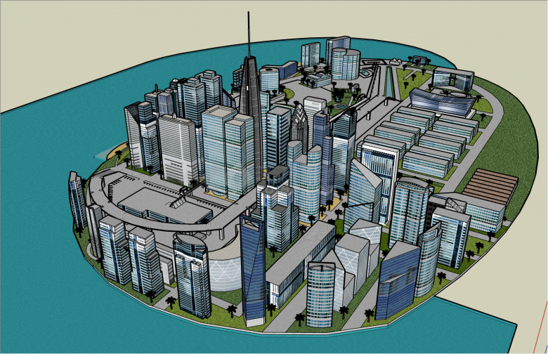 大规模创新现代风格城市规划su模型-图一
