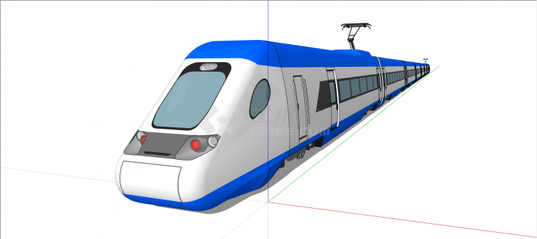 现代单台蓝白色火车 su模型-图二