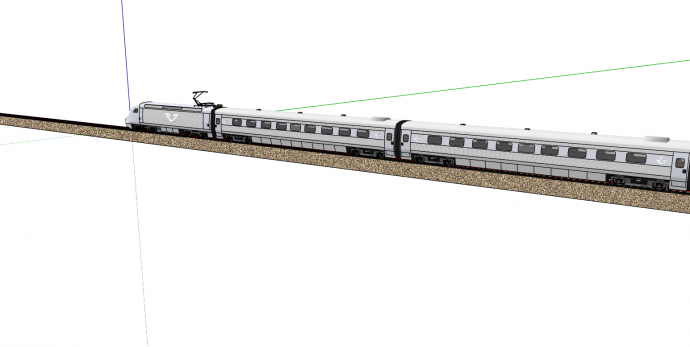 现代白色客运火车su模型_图1