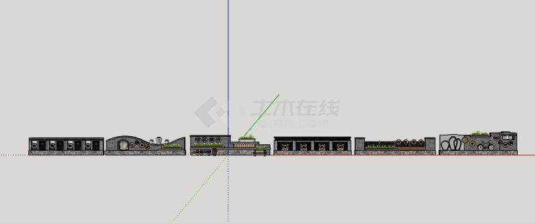 中式砖砌乡村特色围墙su模型-图一