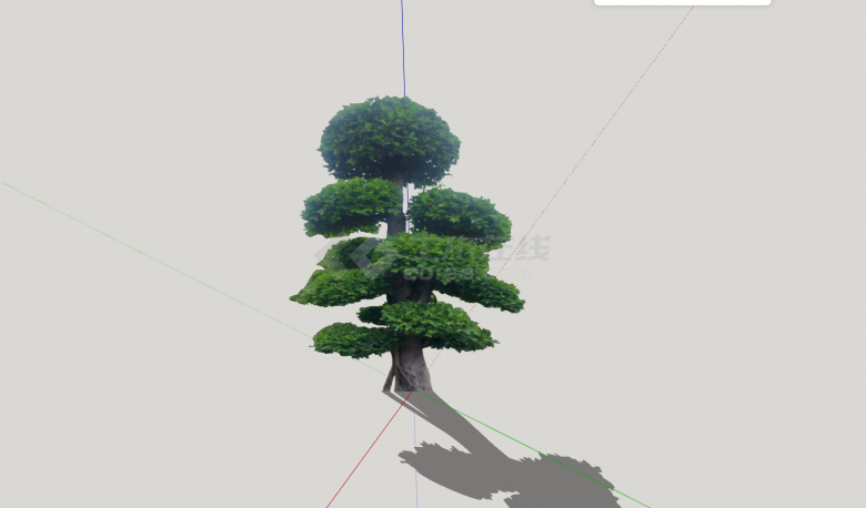 多层圆伞造型景观树su模型-图二