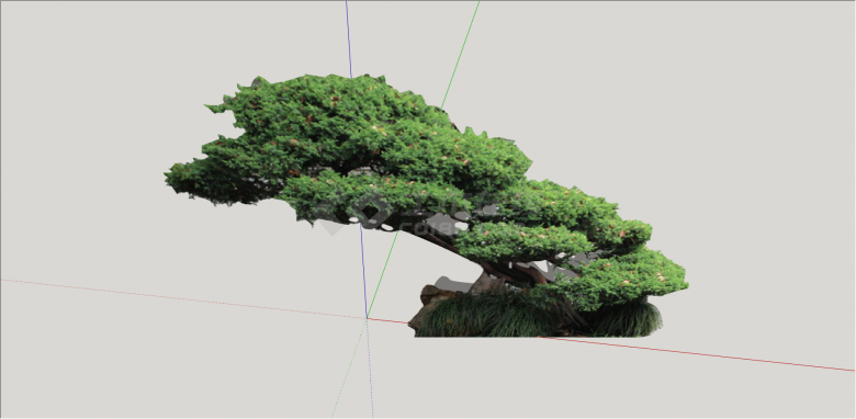 现代可修建带草坪造型树su模型-图二
