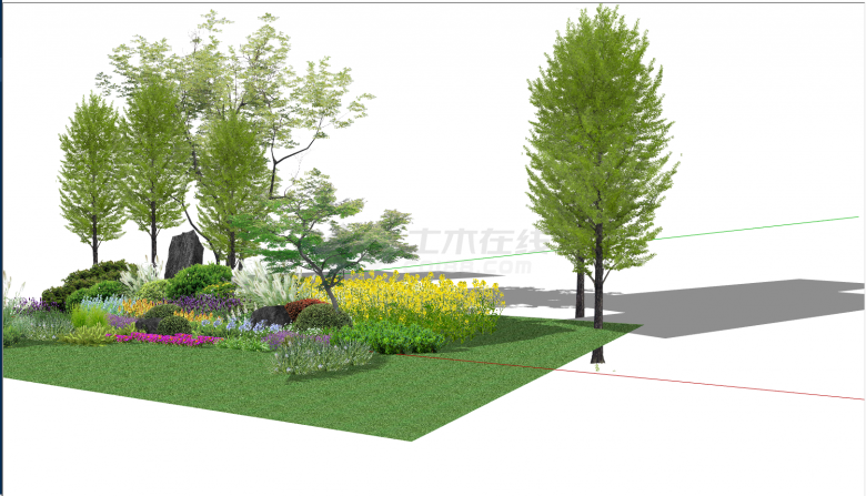 中式花园式景观规划su模型-图二