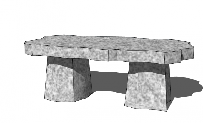 不规则灰斑点石桌石凳su模型_图1