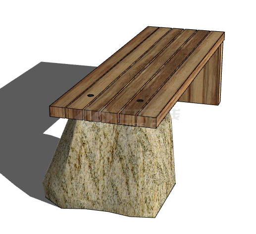 简约木制石桌石凳su模型-图二