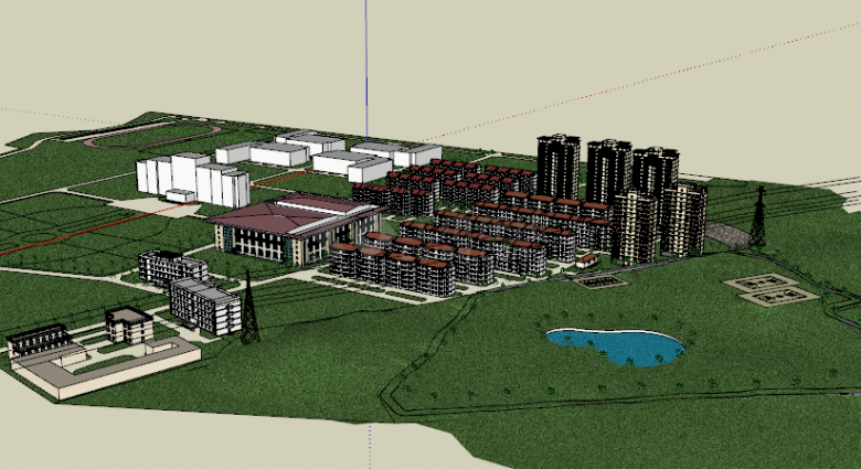 现代化城市小区规划及周边su模型-图二