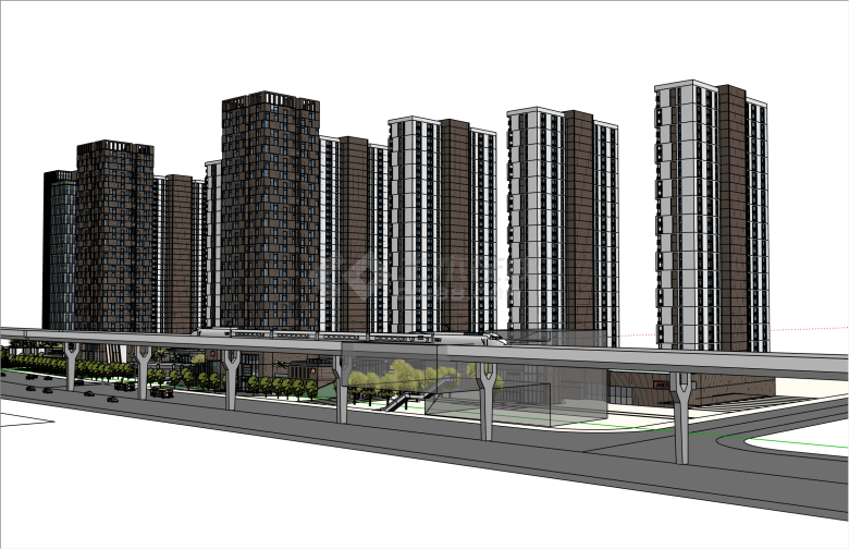 创意现代风格小区楼盘su模型-图二