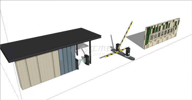 后现代简约主义的厂区大门入口su模型-图二