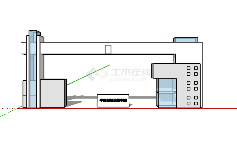 现代化简易风小型厂区学校大门入口su模型-图二