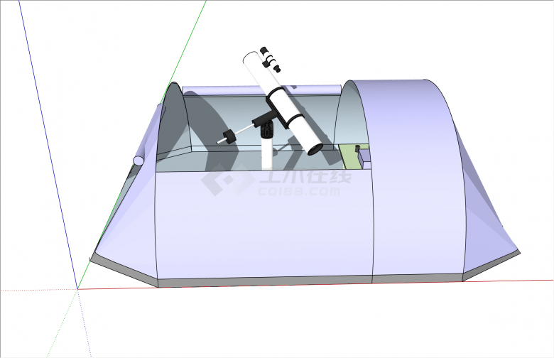 紫色中间可拆卸帐篷su模型-图二