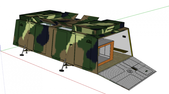 军旅指挥室式露营帐篷su模型_图1
