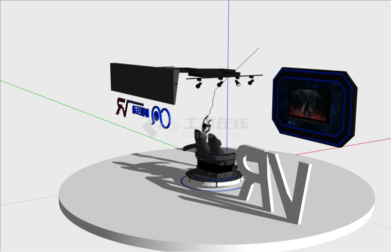 奢华即时互动科技VR体验馆su模型-图二