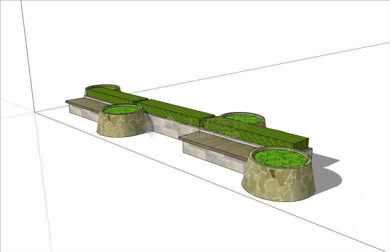 创意石砌现代风格方形树池su模型-图一