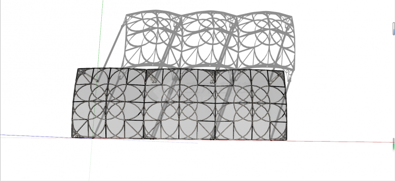 现代弧形拉膜钢制构筑物su模型-图二