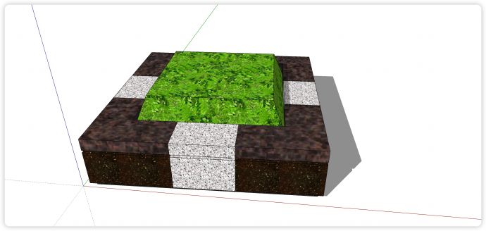黑白大理石方形树池su模型_图1