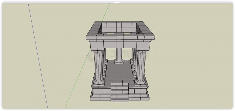 欧式罗马构筑物廊架花架su模型-图二