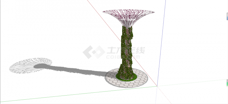 现代公园创意镂空带植被构筑物su模型-图二