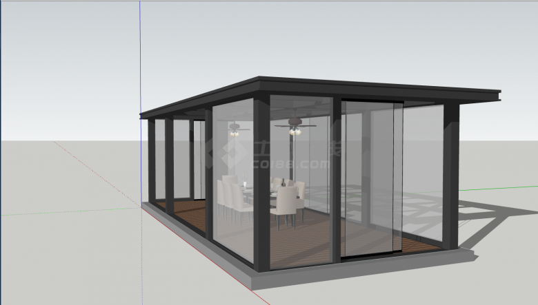 小型现代简约阳光房su模型-图一