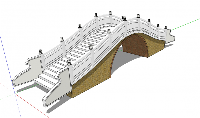中式古典白色拱桥su模型_图1