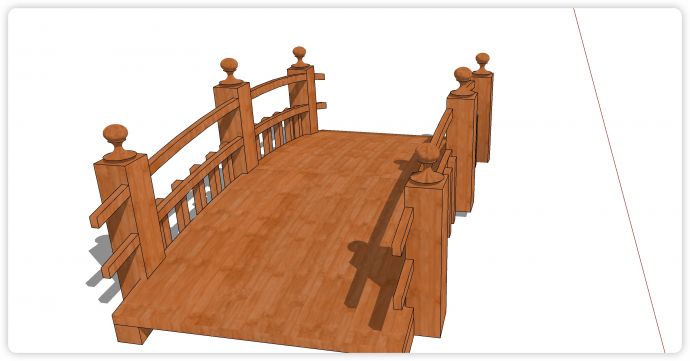 红木实木装饰护栏拱桥su模型_图1