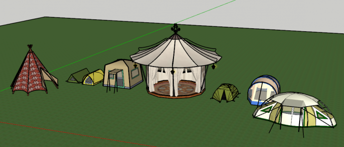 蒙古包多种类型帐篷su模型_图1