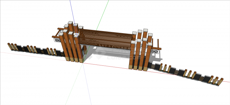 中式农业生态园景区大门入口su模型-图二