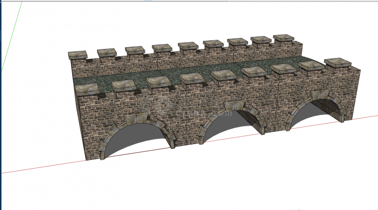 古典简约石头拱桥su模型-图一