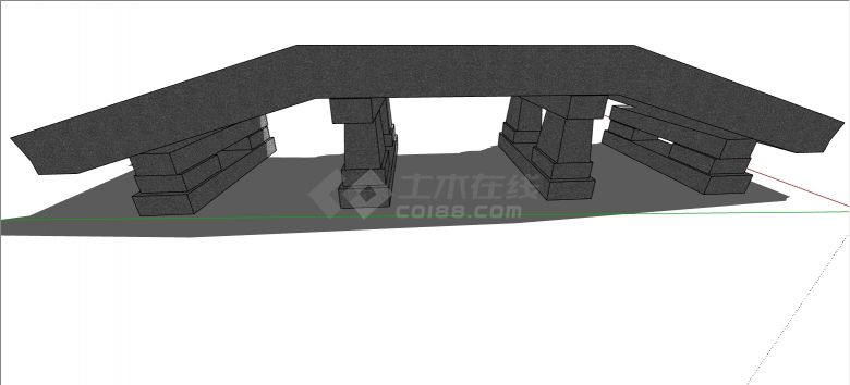三段直线组合石头拱桥建筑su模型-图一
